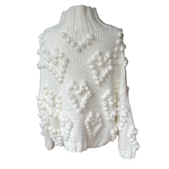 Chicwish Handmade Chunky Sweater with Hearts Size Large - Picture 4 of 15